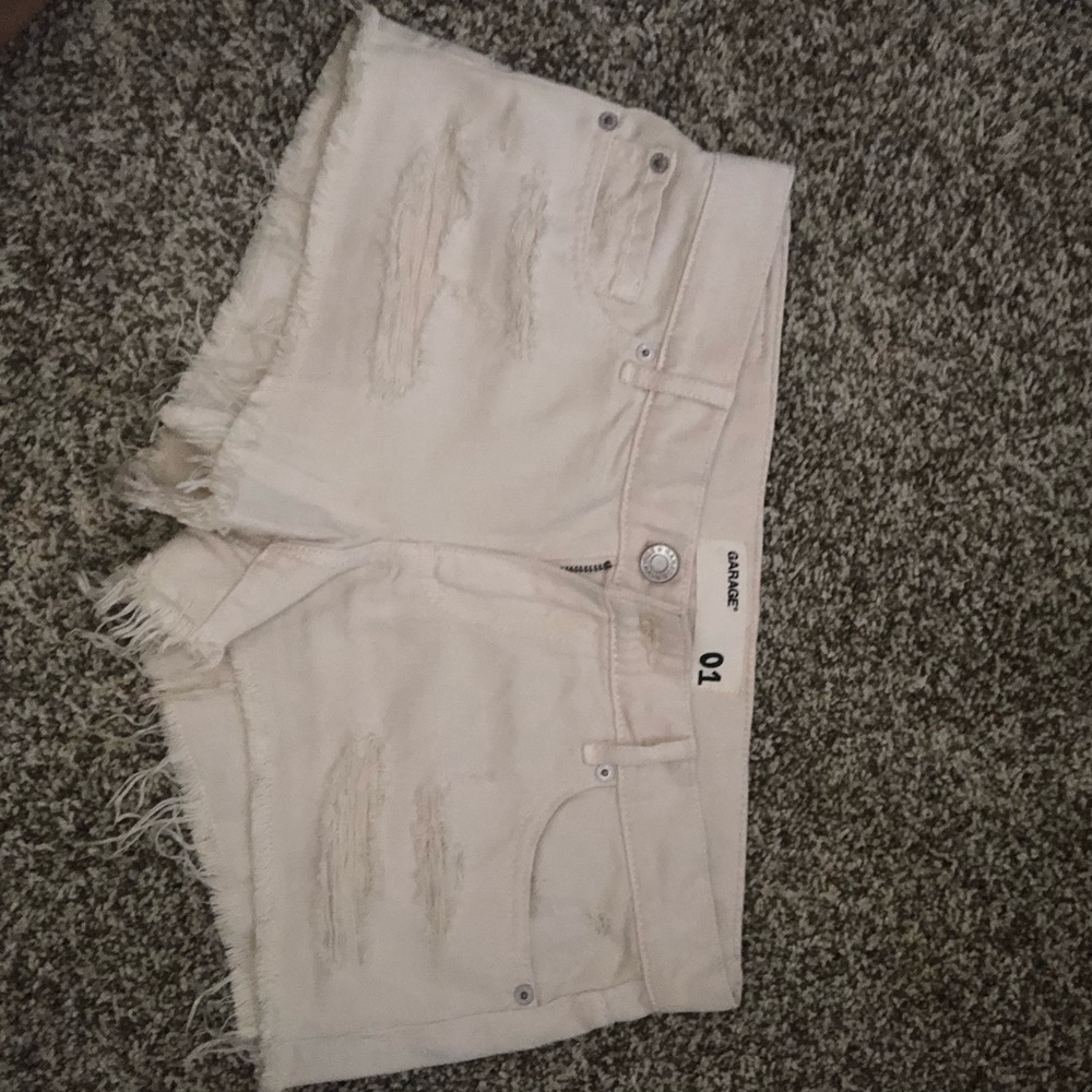 Cream jean shorts